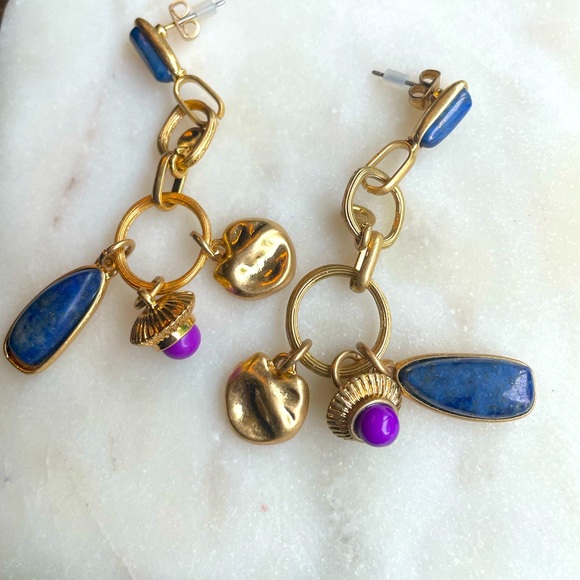 Natural Rock Vintage Gold Wire Dropping Earring - Picture 7 of 7